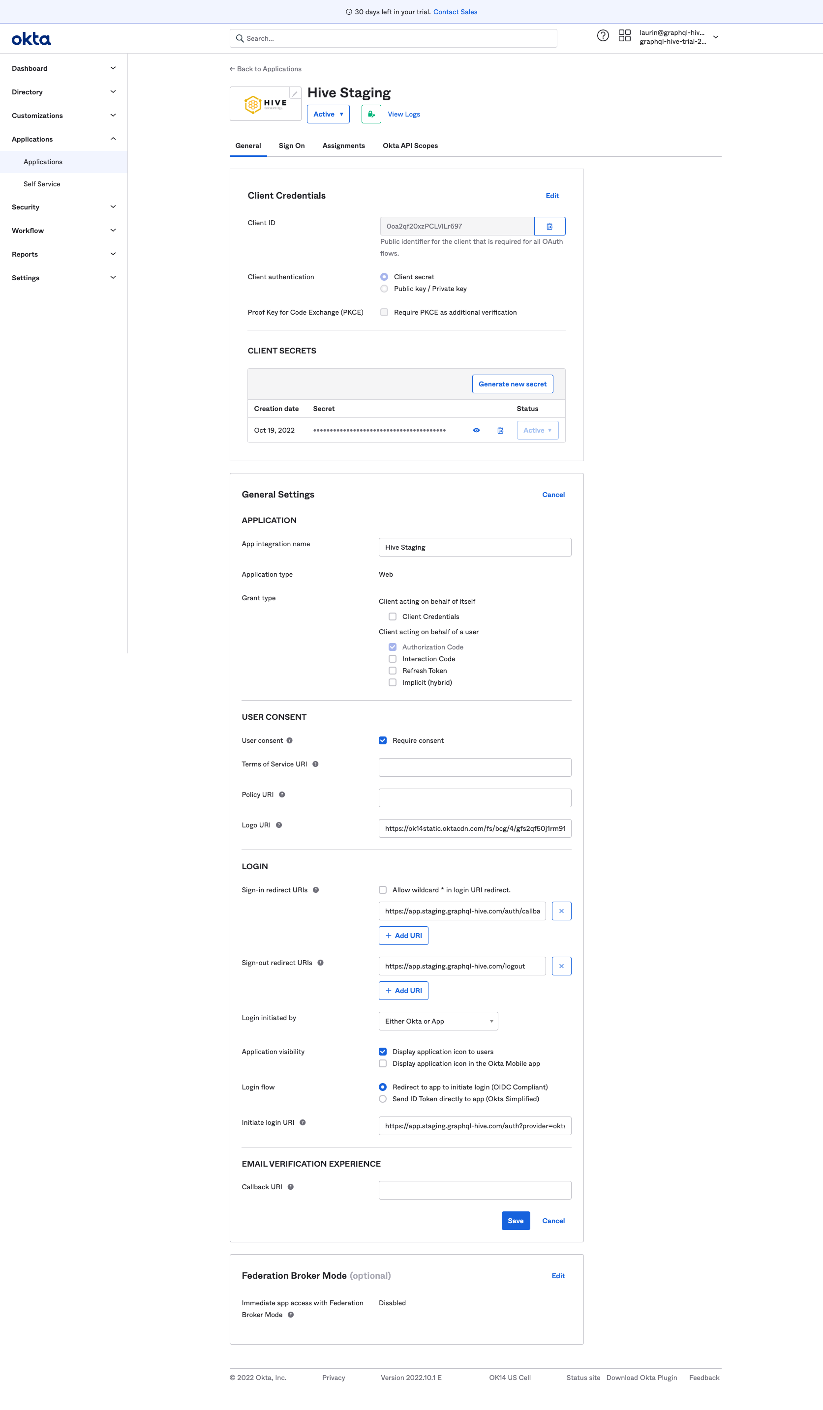 Application general settings